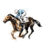 Colored hand drawing a rider with a horse Stock Photography Colored hand drawing a rider with a horse Stock Photography