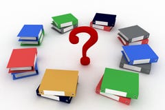 Colored Office Ring Binders With Question-mark Royalty Free Stock Photo