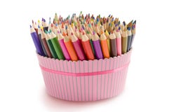 Colored Pencils In A Box Royalty Free Stock Photography