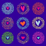 Colorful abstract background hearts in round bright frames. Vector illustration royalty free illustration Colorful abstract background hearts in round bright frames. Vector illustration royalty free illustration