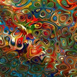 Colorful Background. Folk Art. Abstract Fantasy Illustration. Rainbow Colours. Red Green Blue Colors. Colourful Psychedelic