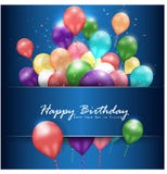 Colorful balloons Happy Birthday on blue background royalty free illustration Colorful balloons Happy Birthday on blue background royalty free illustration