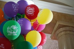 Colorful balloons with inscriptions about the school stock photos Colorful balloons with inscriptions about the school stock photos