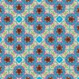Colorful blue , red and green floral symmetrical repeating pattern stock illustration Colorful blue , red and green floral symmetrical repeating pattern stock illustration