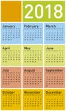 Colorful Calendar for Year 2018, in vector format Stock Image Colorful Calendar for Year 2018, in vector format Stock Image