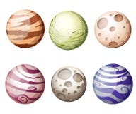 Colorful cartoon fantasy planets set on space background, illustration Web site page and mobile app design. royalty free illustration Colorful cartoon fantasy planets set on space background, illustration Web site page and mobile app design. royalty free illustration