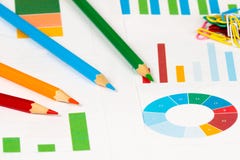 Colorful charts with pencils Stock Image Colorful charts with pencils Stock Image