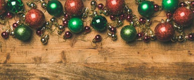 Colorful christmas tree decoration balls on wooden background, copy space royalty free stock photos Colorful christmas tree decoration balls on wooden background, copy space royalty free stock photos