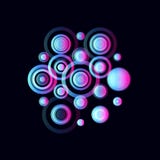 Colorful circles, pulsating audio speakers. Colored musical radio logo template. Music fest logotype, vector Stock Images Colorful circles, pulsating audio speakers. Colored musical radio logo template. Music fest logotype, vector Stock Images