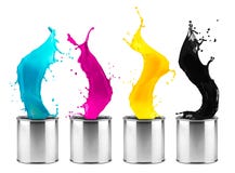 Colorful CMYK color dose splash row