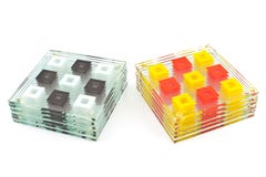 Colorful coasters for glass isolated on white Royalty Free Stock Images Colorful coasters for glass isolated on white Royalty Free Stock Images