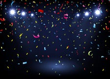 Colorful confetti on black background with spotlight royalty free illustration Colorful confetti on black background with spotlight royalty free illustration