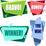 Colorful congratulatory labels isolated on white. vector illustration Colorful congratulatory labels isolated on white. vector illustration