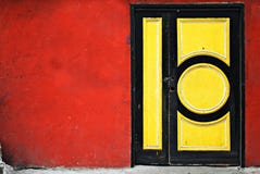 Colorful Door With Simple Geometric Design Royalty Free Stock Photography