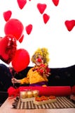 Colorful Dressed Boy Valentine Clown With Balloons Royalty Free Stock Image Colorful Dressed Boy Valentine Clown With Balloons Royalty Free Stock Image
