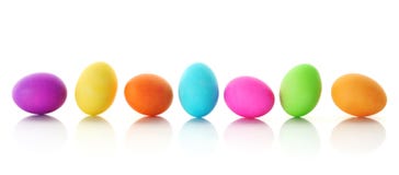 Colorful Easter eggs in a row. Bright, colorful Easter eggs in row, isolated on white Colorful Easter eggs in a row. Bright, colorful Easter eggs in row, isolated on white
