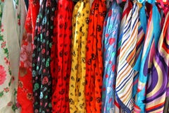 Colorful Fabric And Scarves Stock Image