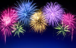 Colorful Fireworks Display On Blue Royalty Free Stock Images Colorful Fireworks Display On Blue Royalty Free Stock Images