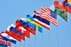 Colorful Flags From Different Countries Stock Images