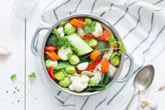 Colorful fresh clear spring soup - vegetarian stock royalty free stock photos Colorful fresh clear spring soup - vegetarian stock royalty free stock photos