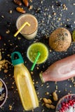 Colorful fruit milkshakes.top view photo. stock images Colorful fruit milkshakes.top view photo. stock images