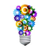 Colorful Gear Turning Light Bulb Royalty Free Stock Photography