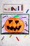 Colorful hand drawing: Scary Hallowen pumpkin. royalty free stock photo Colorful hand drawing: Scary Hallowen pumpkin. royalty free stock photo