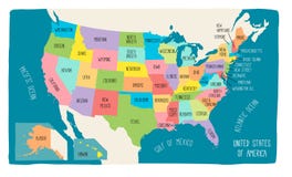 Colorful hand drawn vector map of the USA vector illustration Colorful hand drawn vector map of the USA vector illustration