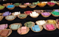 Colorful Handmade Soaps at the Market royalty free stock photography Colorful Handmade Soaps at the Market royalty free stock photography