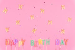 Colorful happy birthday on pink royalty free stock photo Colorful happy birthday on pink royalty free stock photo