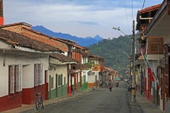 Colorful houses in colonial city Jardin, Antoquia, Colombia royalty free stock photos Colorful houses in colonial city Jardin, Antoquia, Colombia royalty free stock photos
