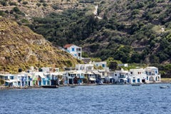 Colorful houses in the Village of Klima. Milos Island, Greece. royalty free stock image Colorful houses in the Village of Klima. Milos Island, Greece. royalty free stock image
