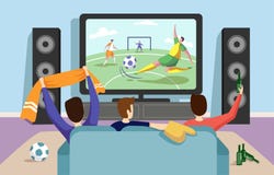 Colorful illustration of a football soccer match stock illustration Colorful illustration of a football soccer match stock illustration