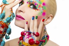Colorful makeup and manicure. royalty free stock image Colorful makeup and manicure. royalty free stock image