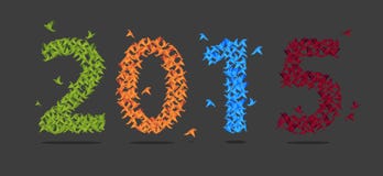 Colorful 2015 new year with origami paper bird. Abstract. Vector. Dark background stock illustration Colorful 2015 new year with origami paper bird. Abstract. Vector. Dark background stock illustration