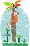 Colorful orange monkey on palm tree royalty free illustration Colorful orange monkey on palm tree royalty free illustration