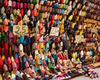 Colorful Oriental shoes in moroccan market stock photos Colorful Oriental shoes in moroccan market stock photos