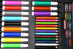 Colorful Paperclips,pencils And Hilighters Stock Photos Colorful Paperclips,pencils And Hilighters Stock Photos