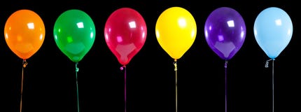 Colorful Party Balloons on Black