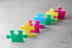 Colorful pieces of puzzle Stock Photography Colorful pieces of puzzle Stock Photography
