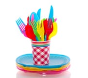 Colorful Plastic Cutlery Royalty Free Stock Photography