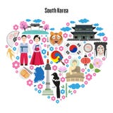 Colorful poster with symbols of South Korea. vector illustration Colorful poster with symbols of South Korea. vector illustration