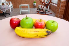 Bananas and apples in row royalty free stock photo Bananas and apples in row royalty free stock photo