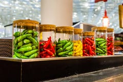 Chili Glass Jar royalty free stock photography Chili Glass Jar royalty free stock photography