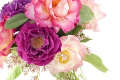Colorful Roses In Vase Royalty Free Stock Images