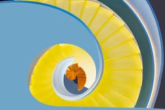 Colorful spiral staircase, interior design