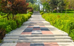 Colorful stone stairs in the city central park in a sunny summer day royalty free stock images Colorful stone stairs in the city central park in a sunny summer day royalty free stock images