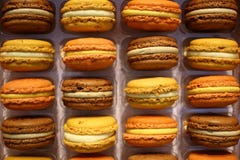 Colorful french macarons background close up. stock photo Colorful french macarons background close up. stock photo