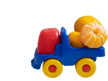 Colorful toy car truck with spain mandarines