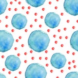 Blue circles and little red circles watercolor pattern royalty free illustration Blue circles and little red circles watercolor pattern royalty free illustration